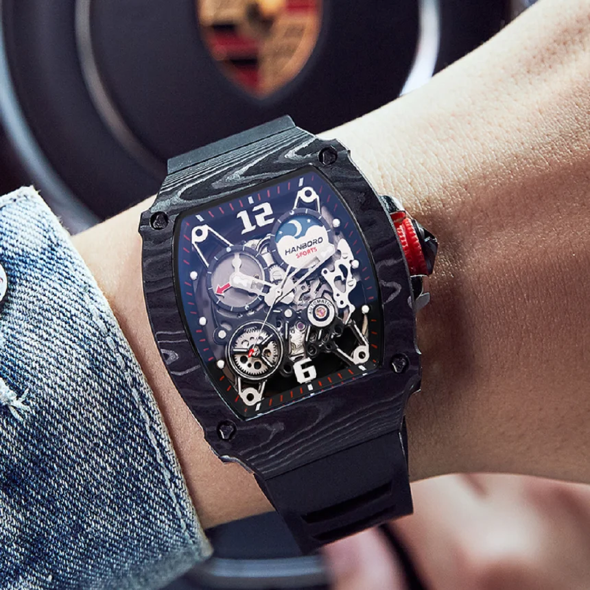 

Hanboro Top brands luxury Mens Watches Automatic Man watch for men mechanical Skeleton Luminous Business Clock relogio masculino