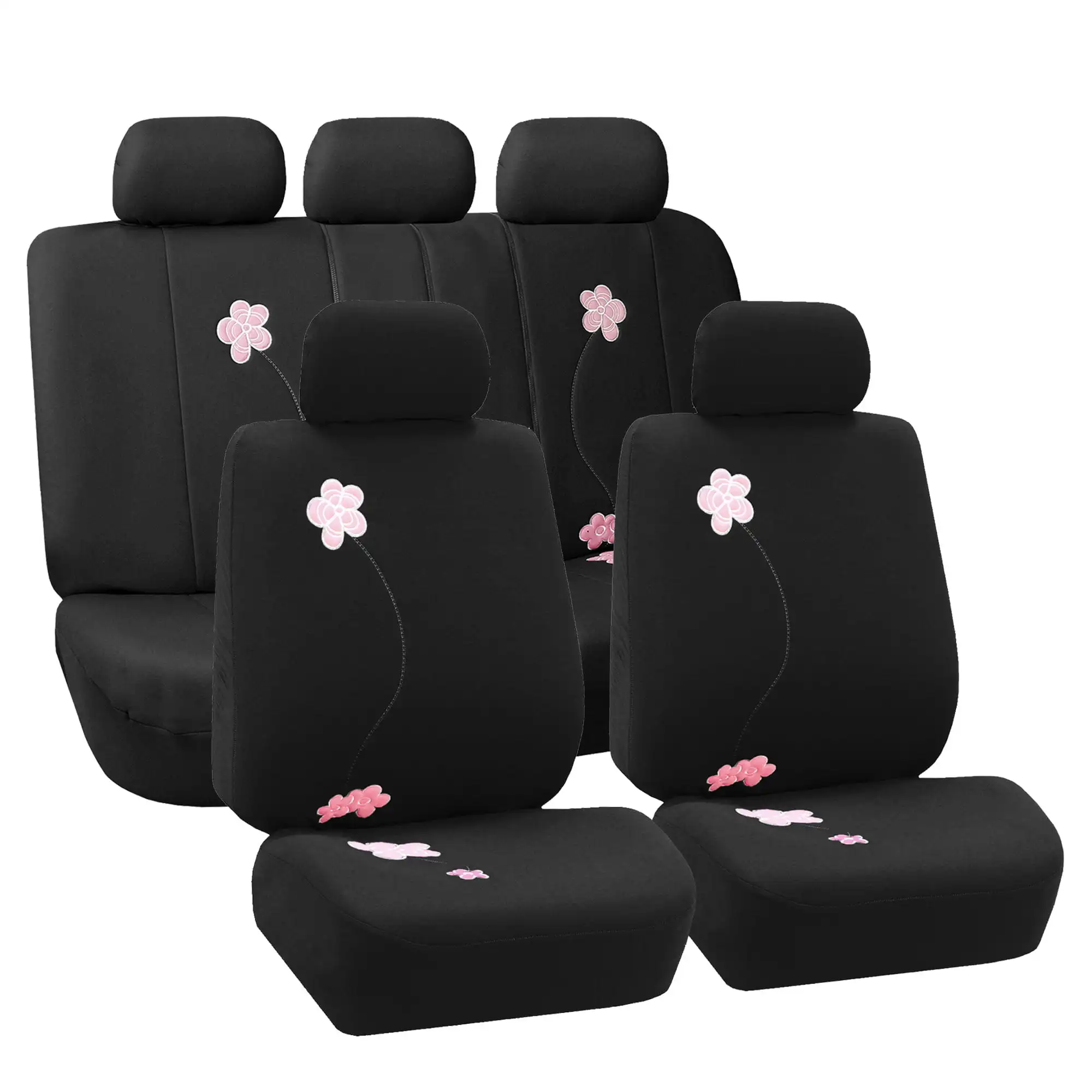 

Black Floral Seat Covers Full Set, Universal Fit for Cars, Auto, SUVs