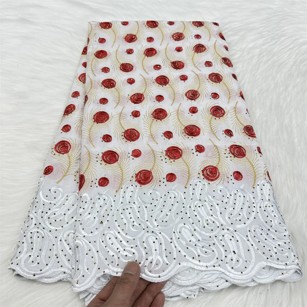 5 ярдов белая Африканская Хлопковая кружевная ткань швейцарская вуаль кружева