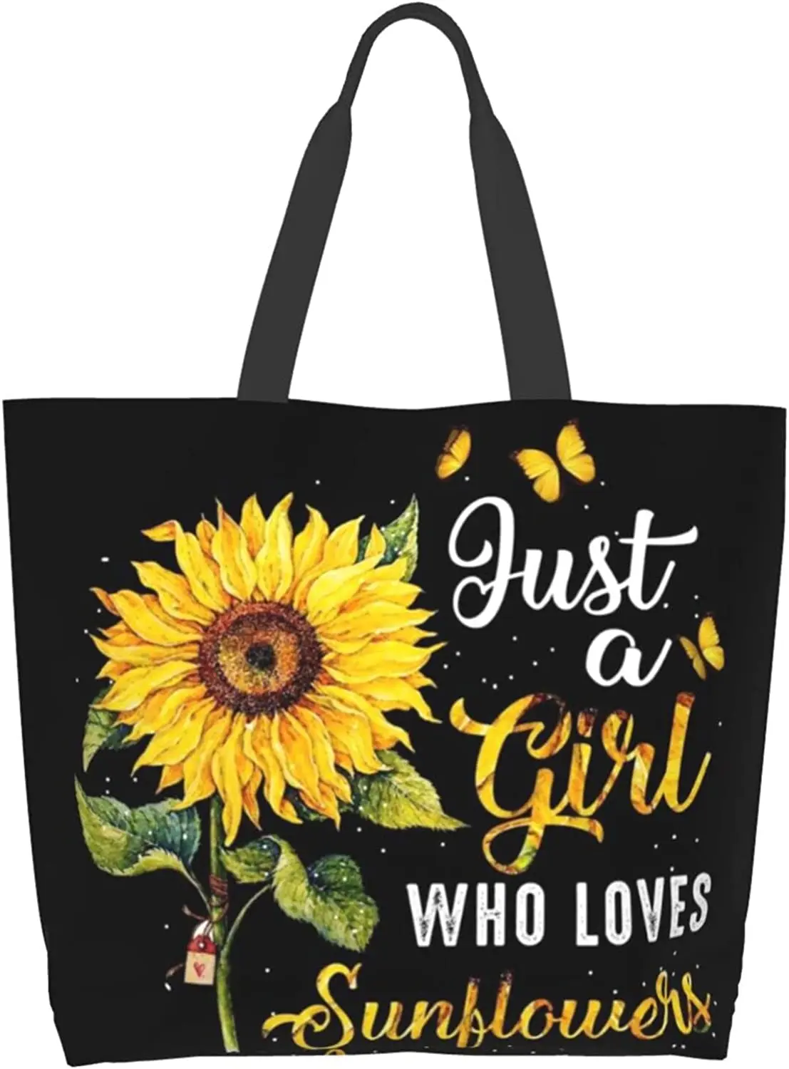 

Большая Сумка-тоут Sunflower для женщин, многоразовая продуктовая водонепроницаемая сумка для покупок, с внутренним карманом, для путешествий, работы, пляжа, спортзала