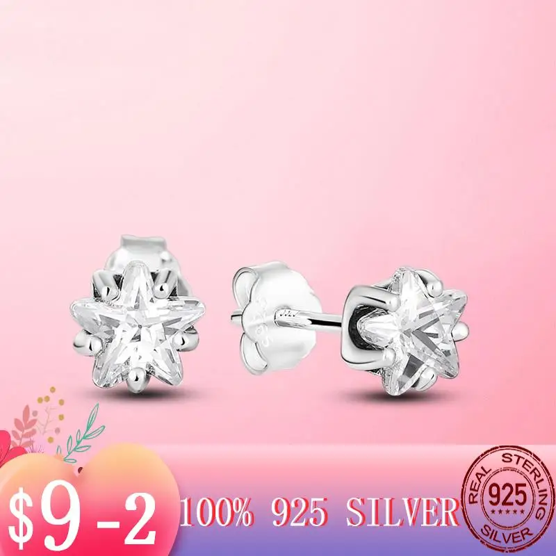 

2022 Hot Sale 925 Silver Earrings Celestial Sparkling Star Stud Earrings Pendientes For Women Fine Jewelry Joyas brincos