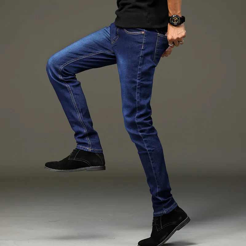 Thoshine Brand Spring Summer Men Thin Jeans Skinny Fit Fashion Comfortable Denim Pants Slim Fit Lightweight Trousers