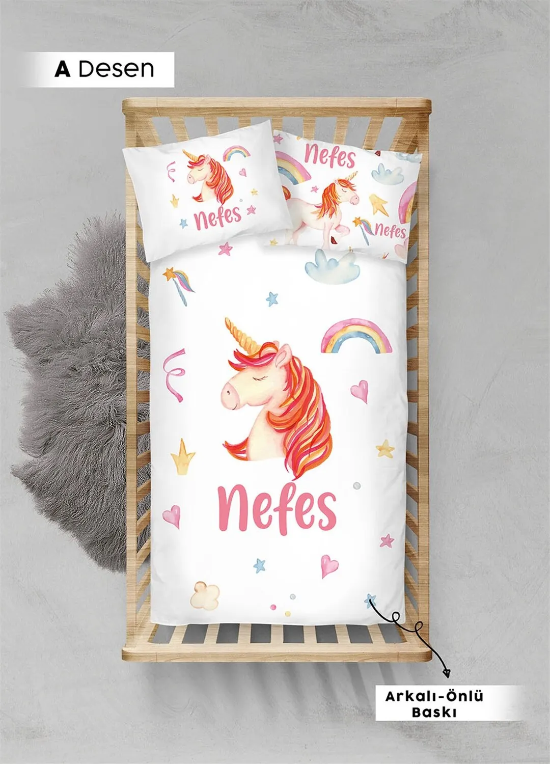 

Personalized Baby Bedding Set Soft Cotton Crib Custom Made Pillow Cover 3-Pcs