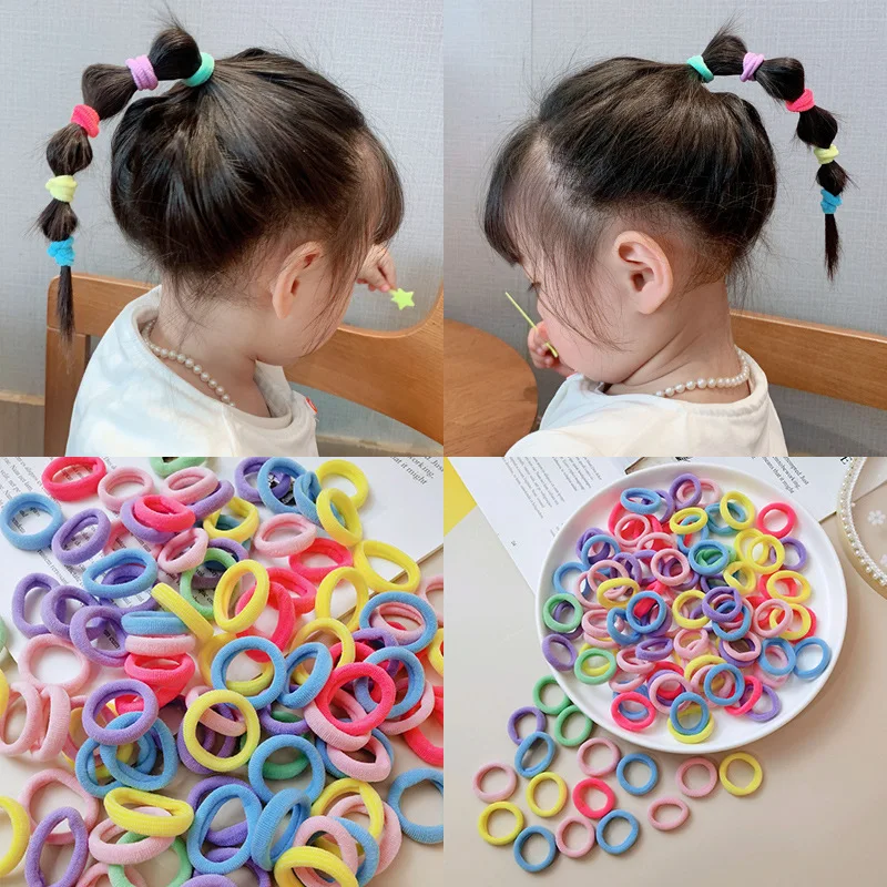

50/100pcs/Set Elastic Hair Bands Girls Sweets Scrunchie Rubber Band for Children Hair Ties Clips Headband Kids Hair Accessories