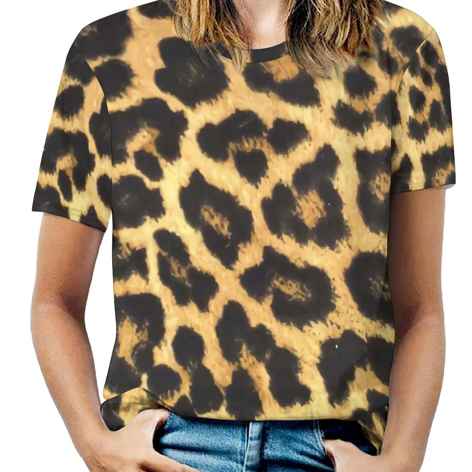 

Leopard Print Graphic T Shirt Animal Skin Pattern Cute T-Shirts O Neck Short-Sleeve Print Tops Female Classic Clothes Big Size