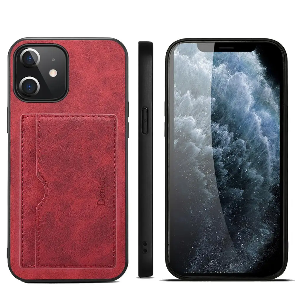 

Retro Pu Leather Stent Case For Iphone 14 13 12 11 Xs Pro Max X Xr 7 8 Card Slots Holder Anti Fall Mobile Phone Cover Shockproof
