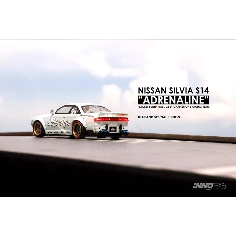 INNO 1:64 Silvia S14 Adreanaline Rocket Bunny широкоугольная модификация из сплава Модель автомобиля