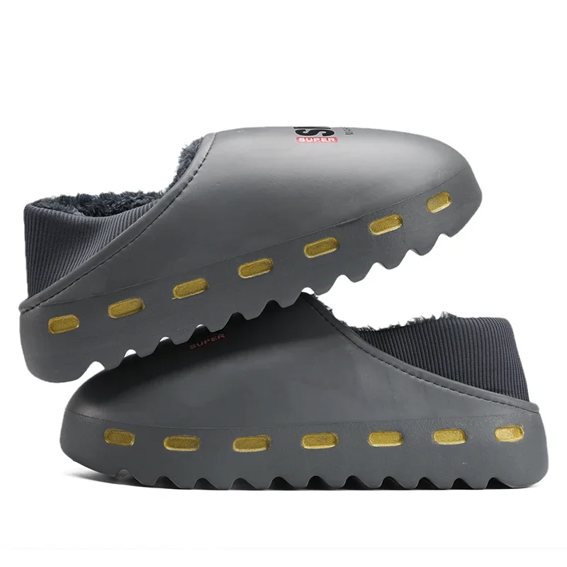 Новое поступление мужские зимние меховые шлепанцы YZY сохраняющие тепло домашняя