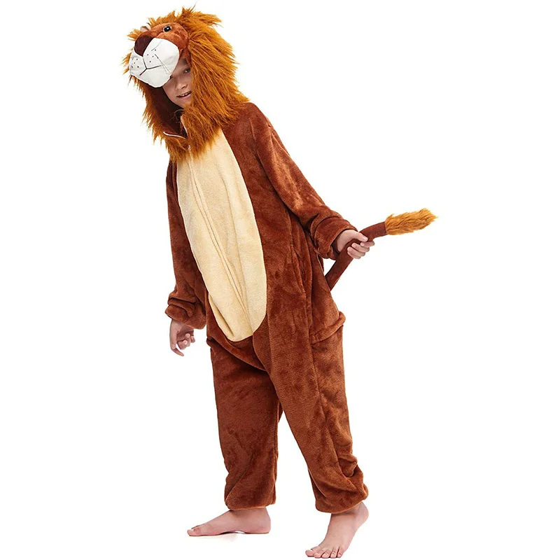 Family Kigurumi Pajamas 3D New Brown Lion Onesie Cosplay Costume Pajamas For Babies Kids and Adults