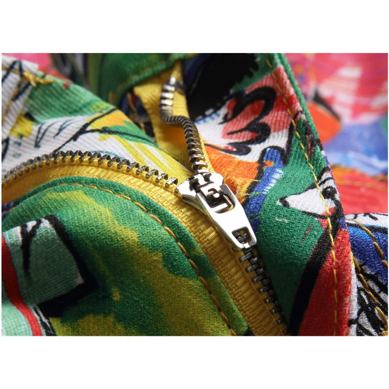 Streetwear Men Fashion New Digital Printing Jeans Middle-waisted Versatile Temperament Pencil Pants Autumn and Winter Female