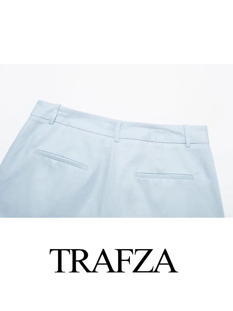 Шорты женские с заниженной талией однотонные льняные смешанные штаны на молнии