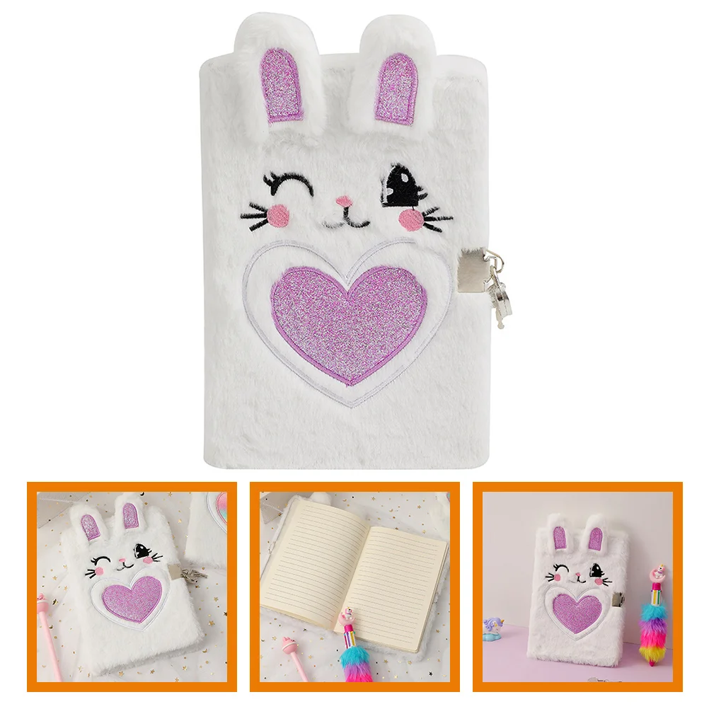 

Маленькая записная книжка из пушистого плюша, Запираемые журналы, Дневник для подростков, мультяшный блокнот, записная книжка для девушек