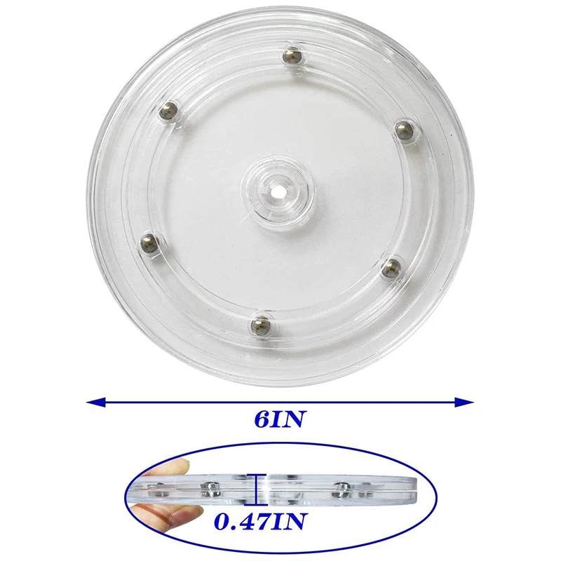 4Pcs Clear Lazy Susan Turntable, 6 Inch Acrylic Turntable Bearing For Decorating Cookies, Clear Swivel Organizer, Base