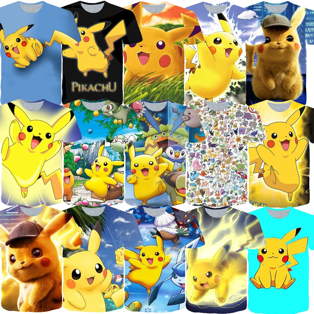 

Pokemon Pikachu Kids Summer T Shirt Girls Boys Graphic Tee Cartoon Anime Tops Boutique Children Charizard Clothing Short Sleeve
