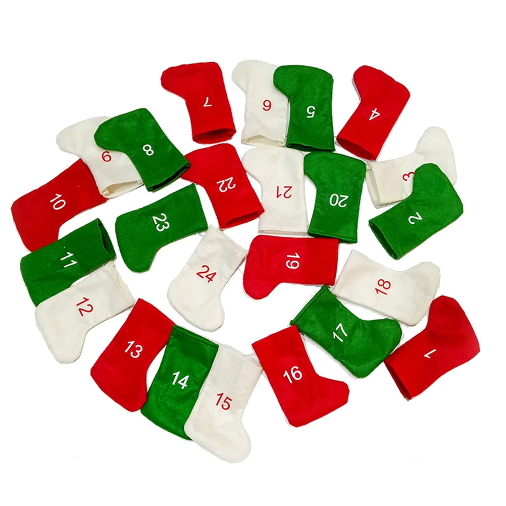 

Christmassocks Advent Gift Countdown Calendar Ornament Stocking Days Treat Decor Mini Party Treats Decoration Hanging Goodie