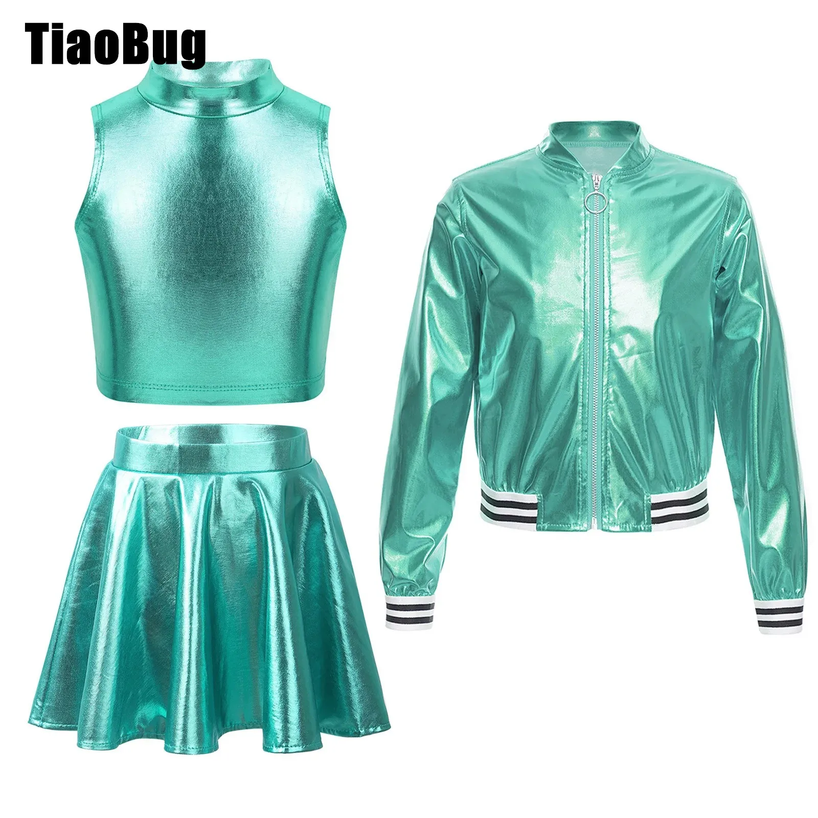 Детские танцевальные комплекты для девочек короткий топ с юбкой и длинным