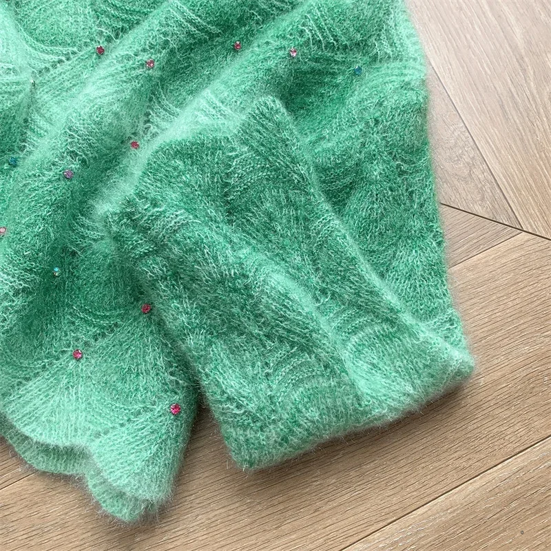 Зимний вязаный свитер женский градиент Y2k винтажный дизайн теплый в стиле