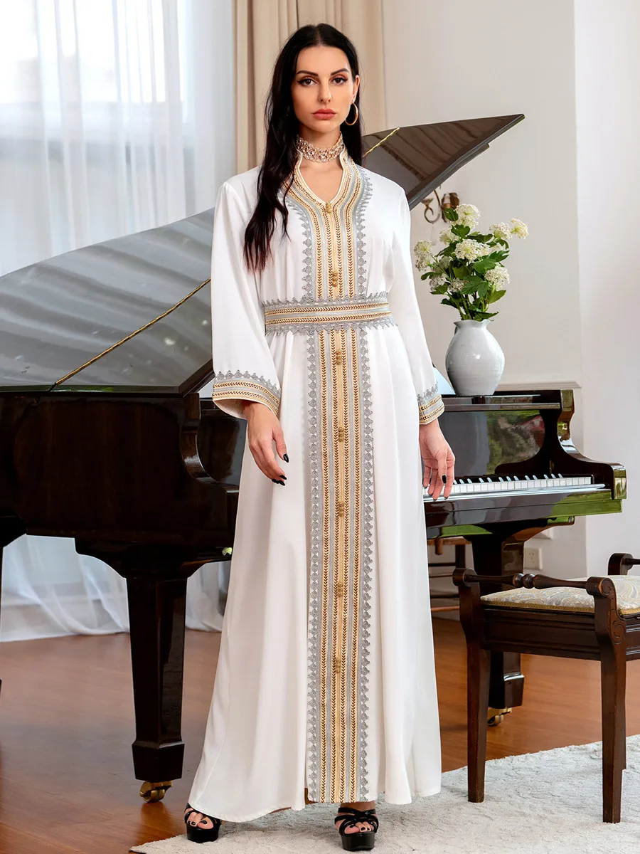 

Caftan Marocain Muslim Dubai Arabic Embroidery Evening Party Maxi Dresses Ramadan Robe Femme Musulmane Kaftans Abayas For Women