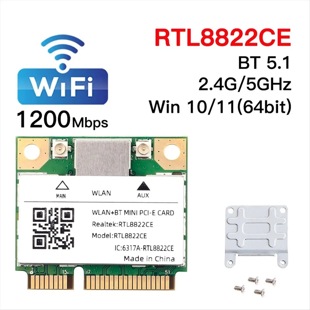 Двухдиапазонная Wi-Fi карта Mini PCIe RTL8822CE 1200 Мбитс: Новинка в наличии (art.: 3920d931a97f9) - 3920d931a97f9