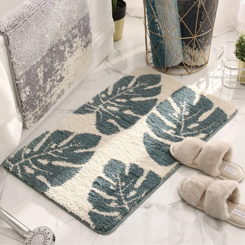 

New Nordic Flocking Carpet Absorbent Non-Slip Entrance Door Mat Bedroom Bathroom Mat Home Decor Rugs Machine Washable Carpet