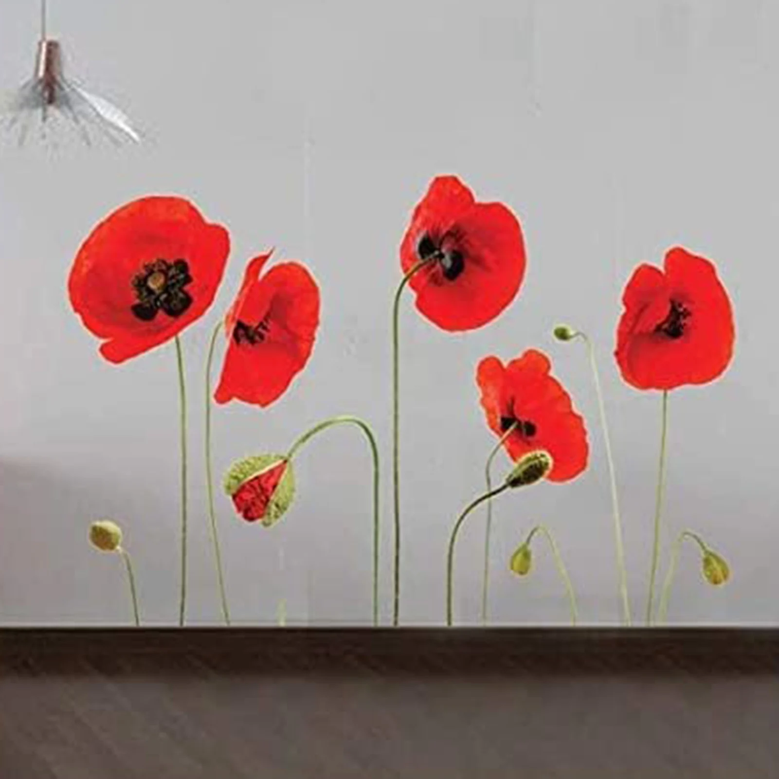 

Iceland Poppy Wall Sticker PVC Decal Wall Paper Sticker For Living Room Sofa Background Wall Decoration Poppy Flower Sticker