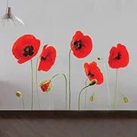 iceland poppy wall sticker pvc decal wall paper sticker for living room sofa background wall decoration poppy flower sticker