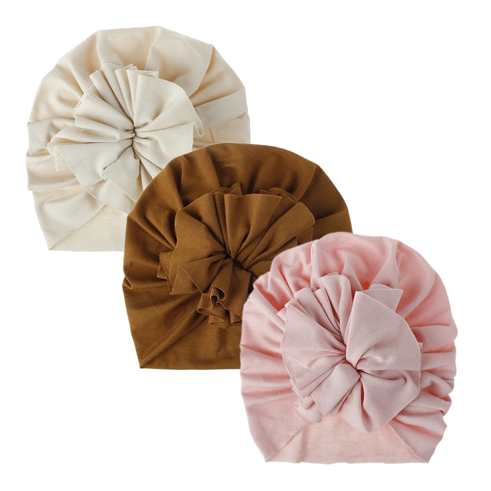 

Lovely Solid Flower Baby Hat Cute Knitted Cotton Baby Girls Boys Hat Turban Soft Newborn Infant Cap Beanies Head Wraps