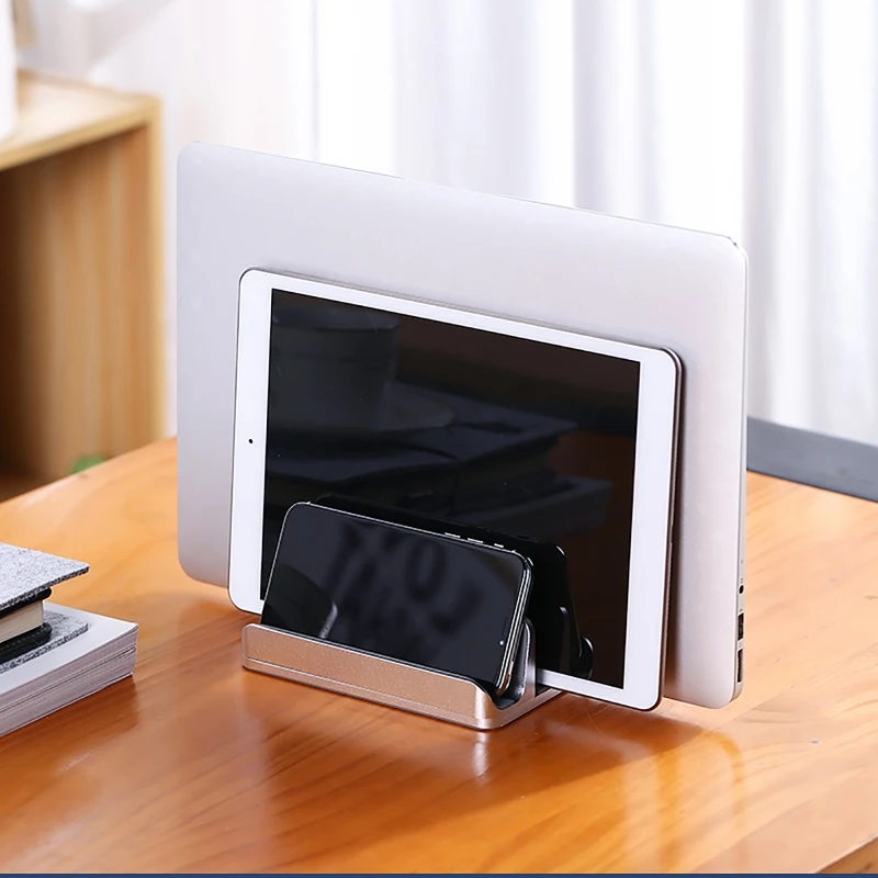 

Двойная Вертикальная настольная подставка для ноутбука, регулируемый держатель, алюминиевый держатель для MacBook Air M1 Mac Book Pro iPad, держатель дл...