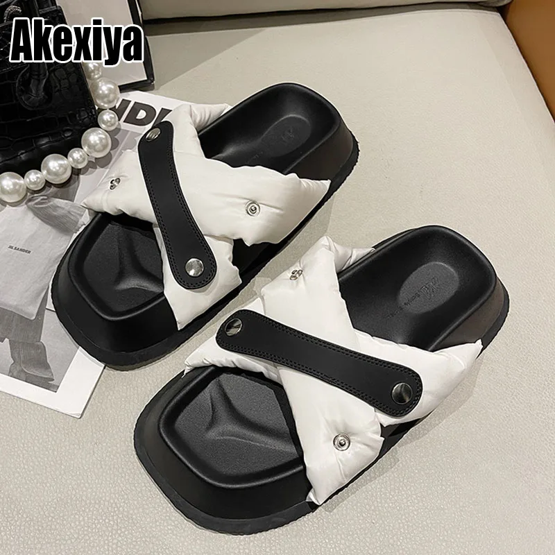 

Женские босоножки с квадратным носком, универсальные сандалии и тапочки с губчатым узором, модель BC4118 на лето, 2022