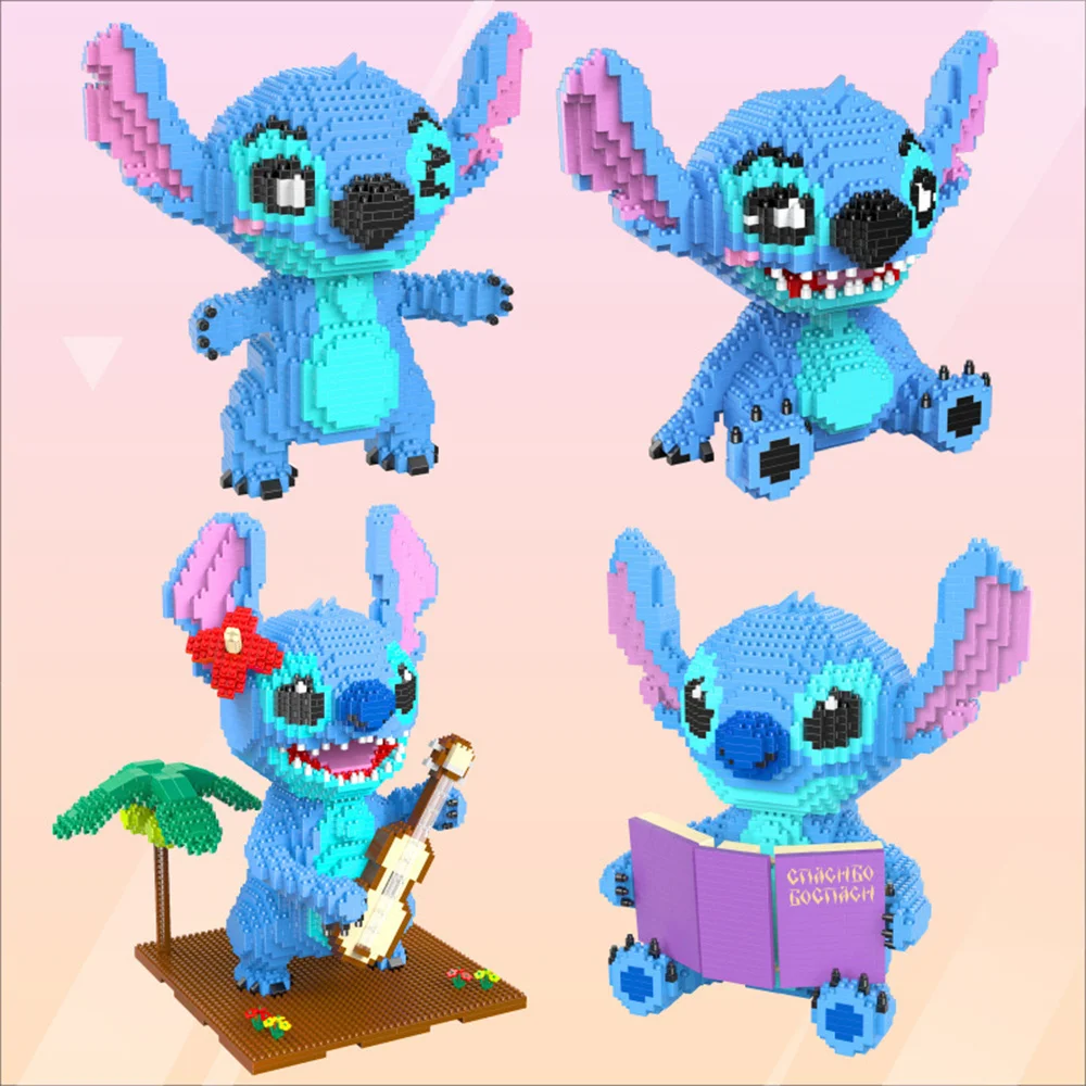 

Disney Stitch Diamond Building Block Cute 3D Model Children Mini Bricks Figure Educational Toys For Kid Christmas Birthday Gifts