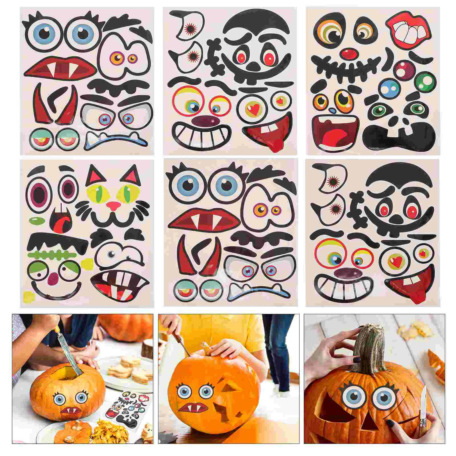 

8 листов, наклейки на лицо тыквы