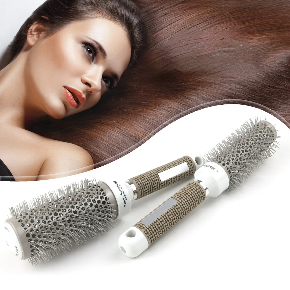 

Профессиональные щетки для укладки волос, керамическая железная круглая расческа (19 мм), 5 размеров, инструмент для укладки волос, щетка для ...