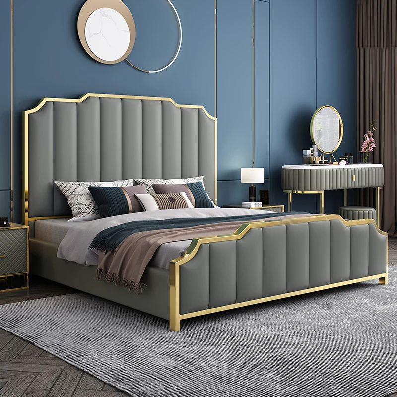 Modern luxury bed double bed master bedroom 1.8m wedding bed 1.5m simple ins online celebrity bed soft bed storage leather bed