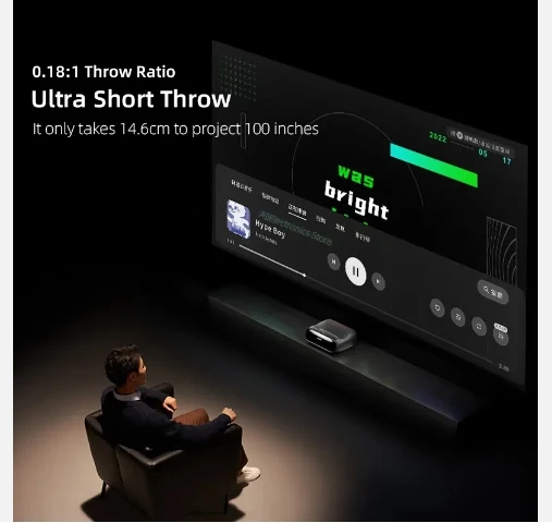 Трехцветный проектор JMGO O2 Ultra 4K 4 Гб + 64 ГБ 2800 люмен подходит для домашнего офиса