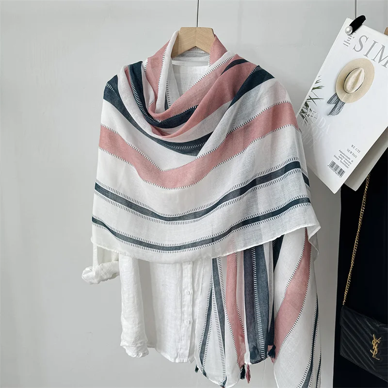 Осень 2024 модная вискозная шаль с кисточками и цветами мака женский шарф