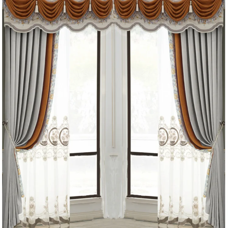

Curtains for Living Dining Room Bedroom European Chenille Jacquard Thickening High Shading Stitching Windows Door Kitchen