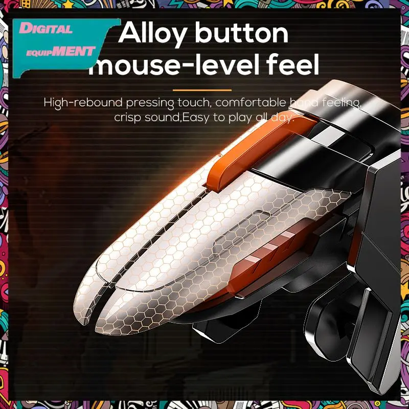 

Button Handle Shooter Pubg Shooting Aiming Key Sensitive Metal Game Joysticks 6-finger Linkage Mobile Game Controller Gamepad