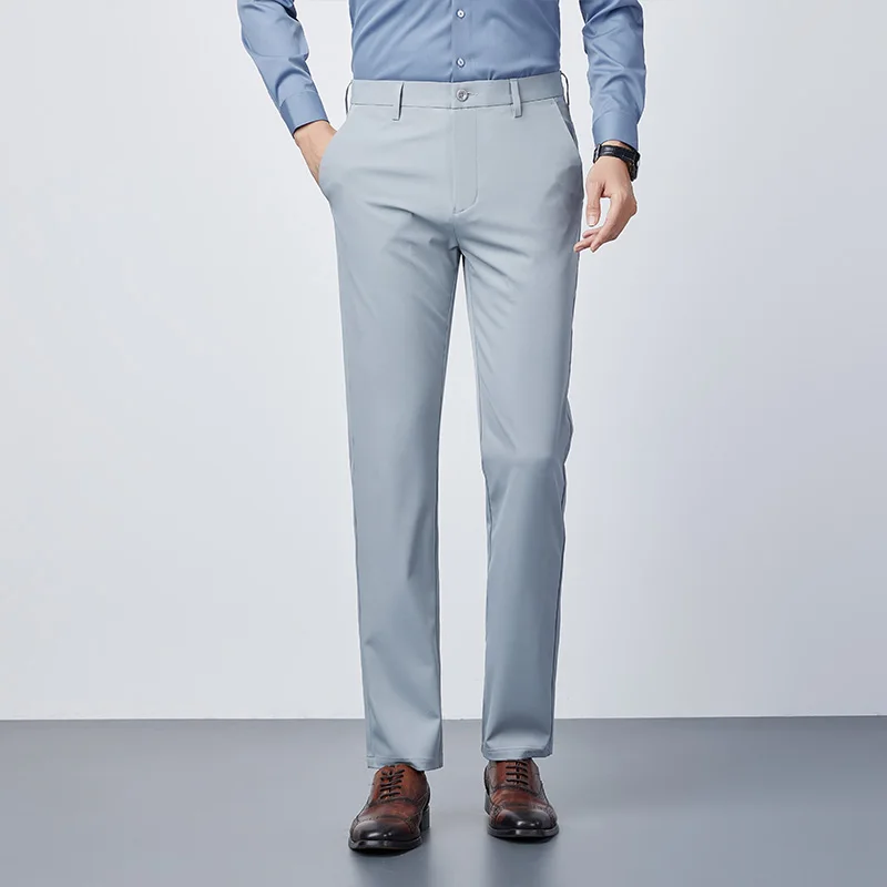 

Ultra-Light Elastic Anti-Wrinkle Men's Cool Pants Spring and Summer New Texture Moisture Absorption Quick-Drying Casual Pants