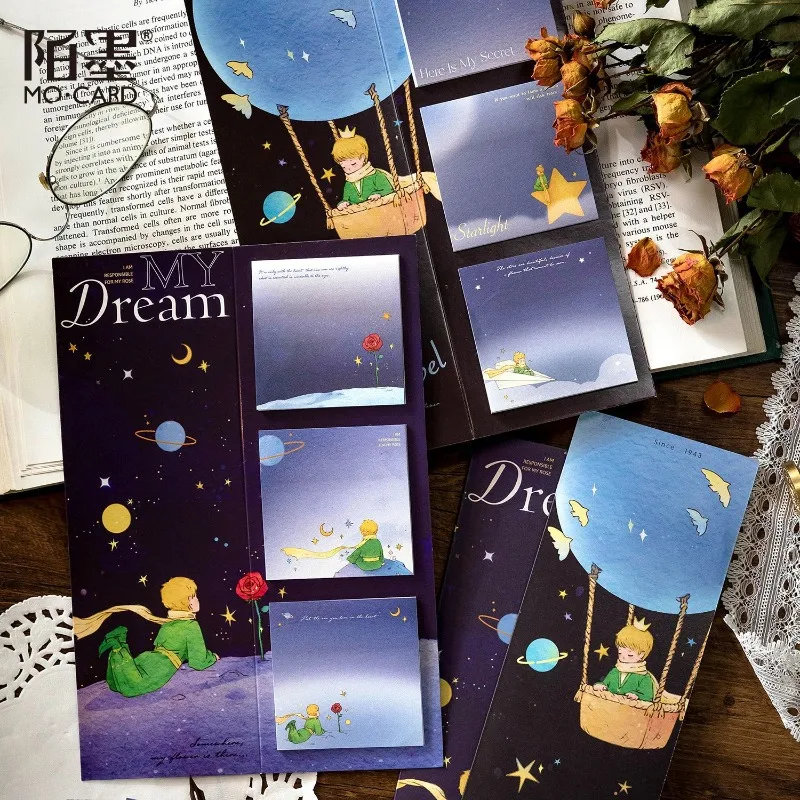 

60sheets Cute Cartoon Sticky Notes Prince and Rose Series Memo Pad Posted Tabs Reading Key Point School Stationery Supplies