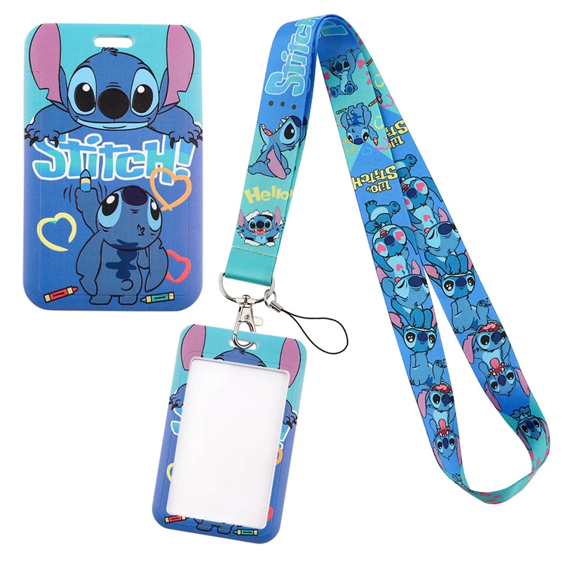 Couple Lilo Stitch Neck Strap Lanyard keychain Mobile Phone Strap ID Badge Holder Rope Key Chain Keyrings Accessories Ribbons