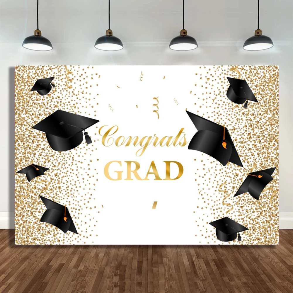 

Фон для студийной фотосъемки с изображением степени бакалавра, черного и золотого цвета с блестками, 2023