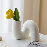 creative twist shaped vase hollow out ceramic decor vase flower arrangement container living table decoration accessories