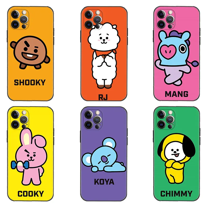 

for iphone 13 pro max Case 12 11 Pro XS Max Cases XR 8 7 6 6s plus Funda X SE 5 5s Cover Fun-BT21-Animal