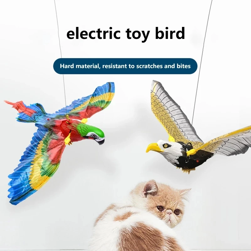

Simulation Bird Interactive Cat Toys Electric Hanging Eagle Flying Bird Cat Teasering Play Cat Stick Scratch Rope Kitten Dog Toy