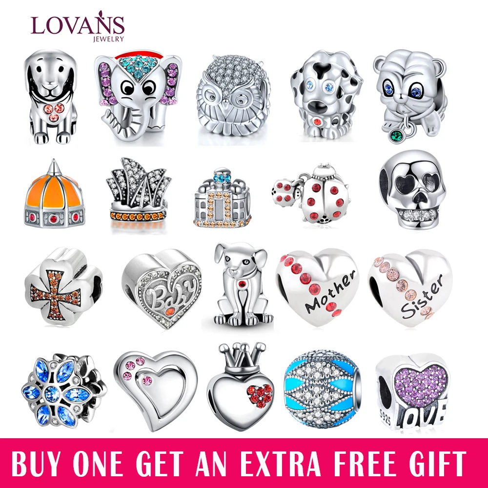

LOVANS Authentic 925-sterling-silver Dog Animal Footprint Heart LOVE Spacer Charm Fit Bracelet DIY Original Beads