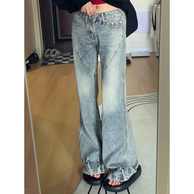 

Deeptown Vintage Streetwear Flared Jeans Women Patchwork Low Rise Grunge Denim Pants Gyaru Korean Fashion Baddies Trousers Acubi