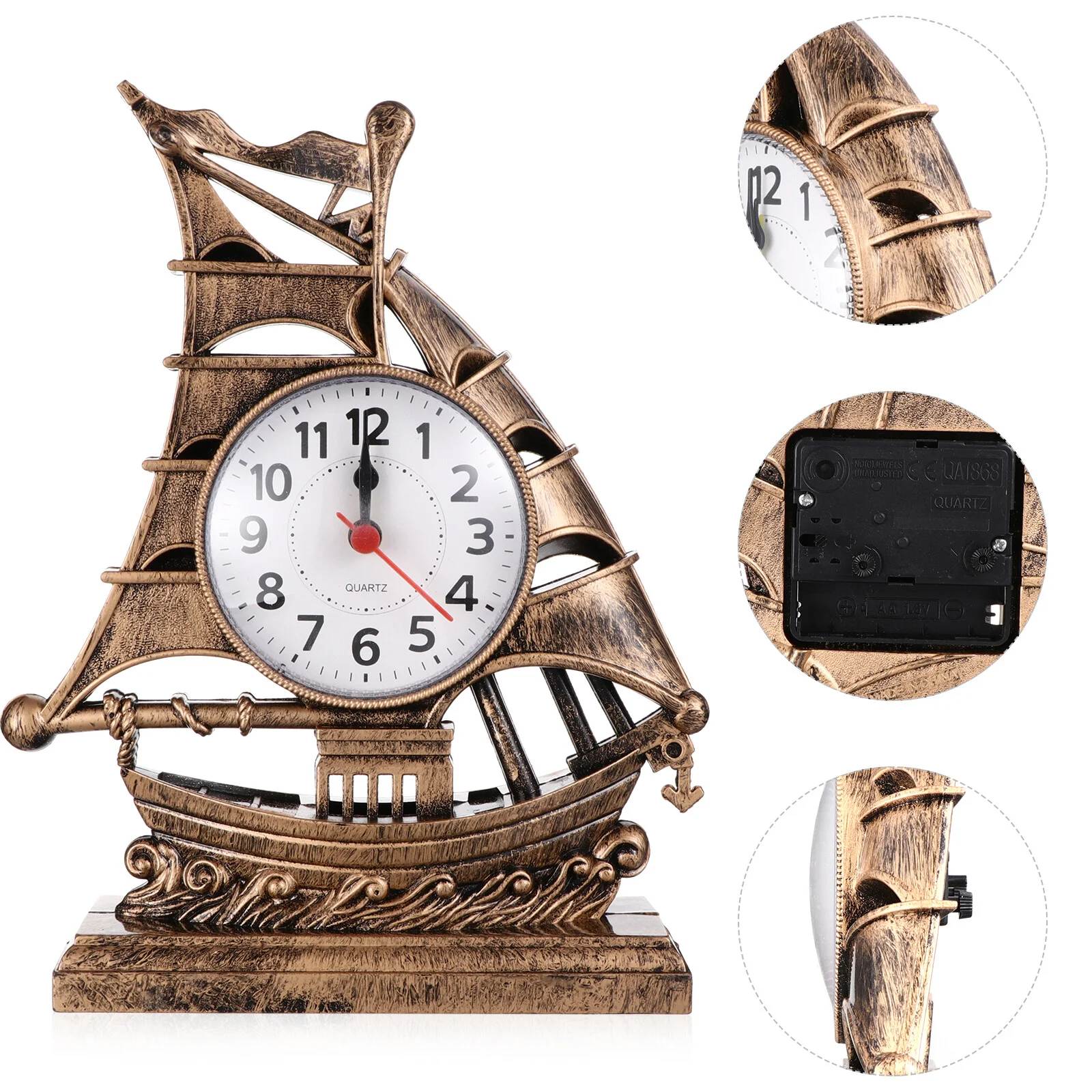 

Alarm Clock Digital Desk Sailboat Pattern Desktop Household Table Model Plastic Sculpture Student Adornment Ornament
