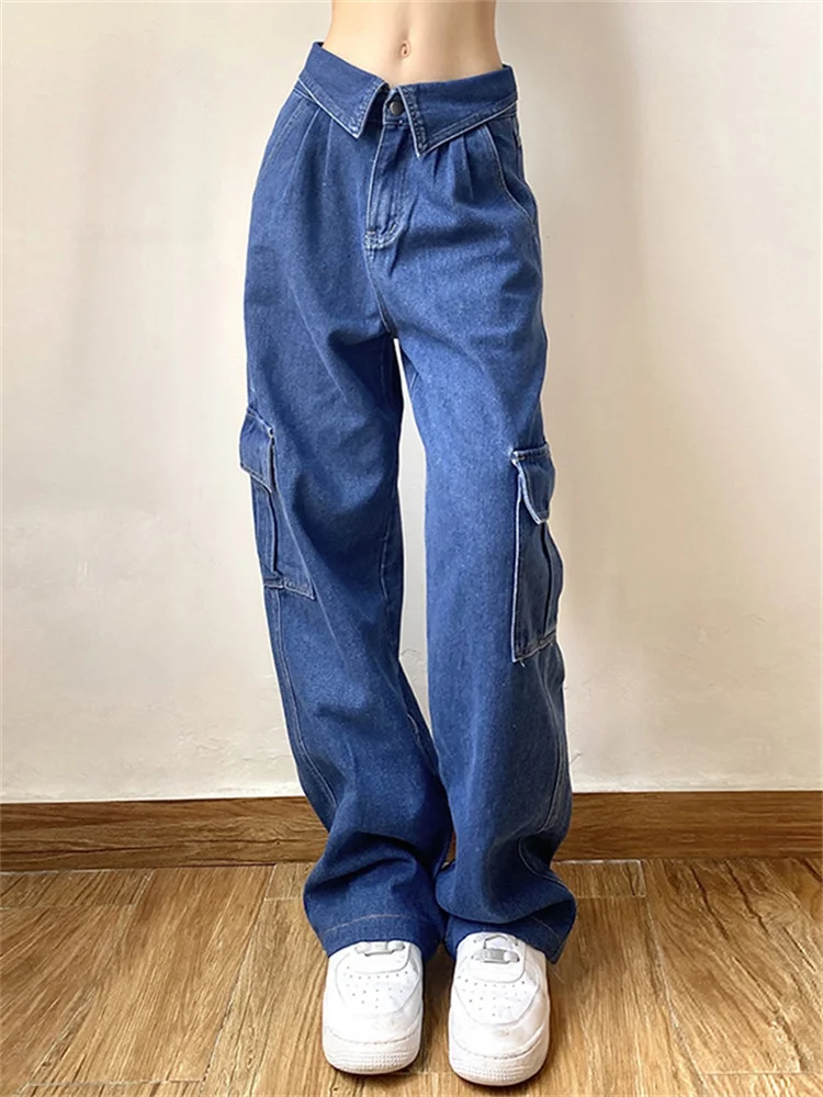 

Street Style Solid Color High Waist Straight Pants Fashion Slim Washed Jeans Women'sNew Women's Clothes in Spring Summer 2022