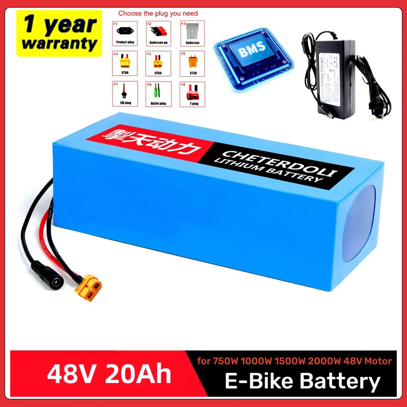 

2023 NEW 48V 20ah 1500W Electric Bike Battery 48V 32ah 24ah 18ah 15ah 18650 Lithium Batteries for 54.6v750W 1000W Ebike Motor