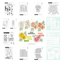 metal cutting dies clear stamps and layering stencil stripe card popsicle blended petals set scrapbooking crafts decoration mold